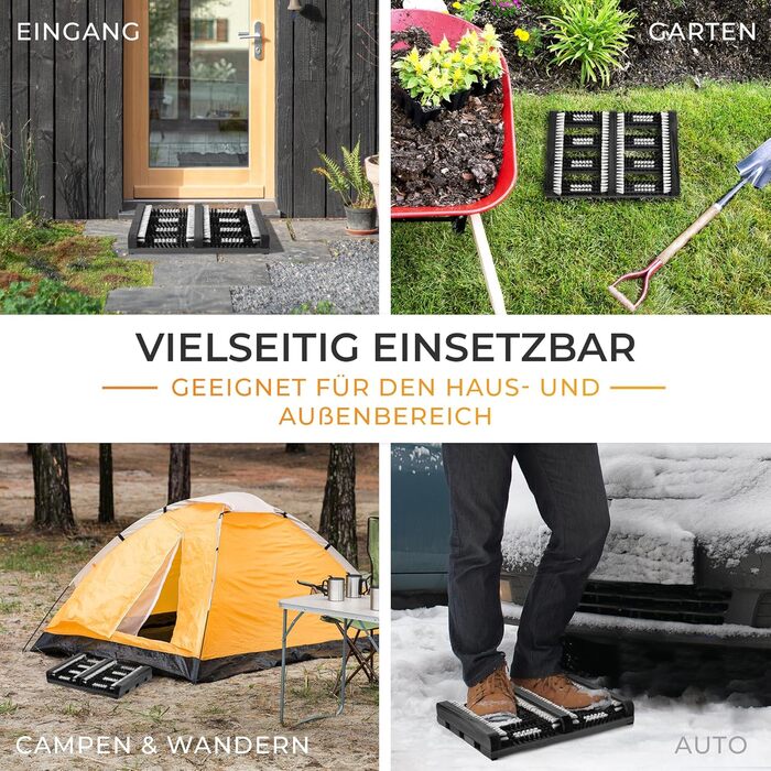 TIMELEOS Shoe Scraper Outdoor & Indoor, made of wood - non-slip & durable with strong, easy-to-clean bristles | Universal shoe cleaner, removes grass, snow, sand & dust doormat outdoor