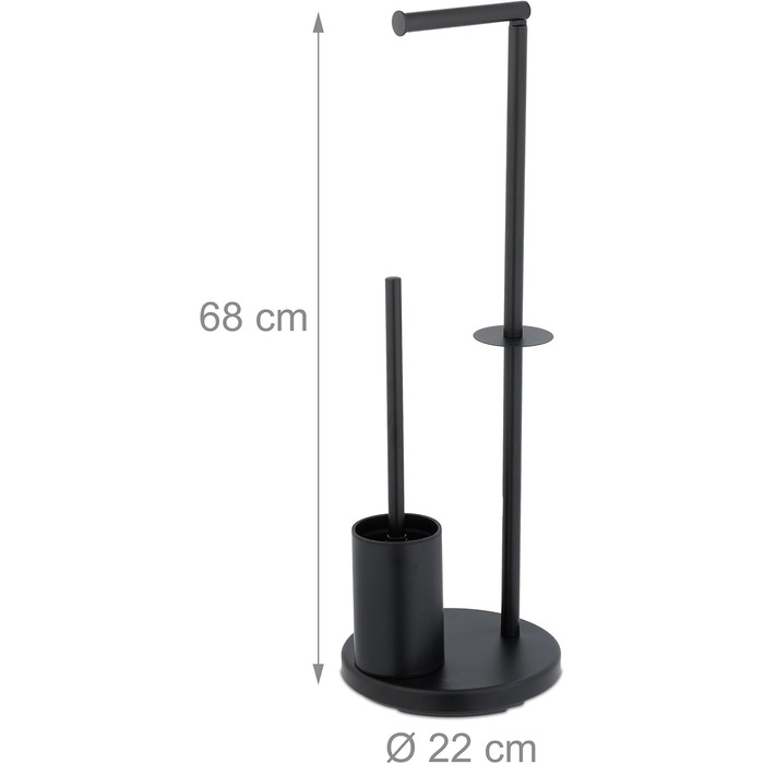 Набір для ванної кімнати Relaxdays, нержавіюча сталь, 68 x 22 см, підставка для туалетного паперу, щітка для унітазу з тримачем, чорний колір