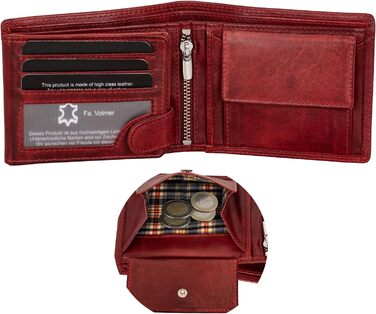 Чоловічий шкіряний гаманець Volmer з RFID-захистом, місткий (9+4 картки), Бордовий