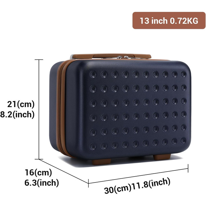 Валіза-тележка KONO з жорстким корпусом, 76x50x31 см, білий (блакитний, косметичка)