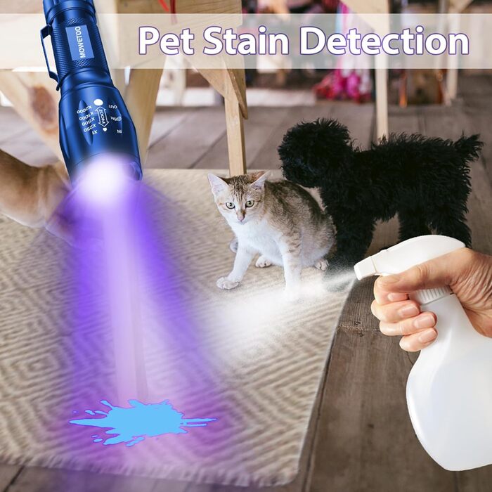 Ліхтар UV 2-в-1 з детекцією фальшивих грошей та сечі домашніх тварин, 395нм, 4 режими, 40W (блакитний)