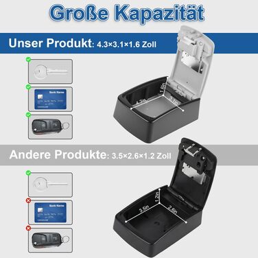 Захисний сейф для ключів Diyife Outdoor — вологостійкий настінний кейс із кодовим замком (145x105x55мм), сірий