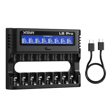 Зарядний пристрій XTAR L8 Pro для AA/AAA NiMH та Li-Ion 1.5V/1.2V з USB-C, LCD дисплеєм та функцією відновлення/ремонту
