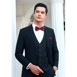 HISDERN Комплект краватки, нагрудного хустинки та запонок Paisley, з гачком, вже зав'язана, регульована, для весілля, свят, Різдва, Хелловіну (A2-Бордовий)