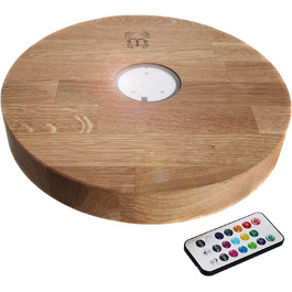 Kaya Shisha LED Coaster, with LED and Remote Control, Hookah Accessories (Ø 22cm) (Oak, 30cm)