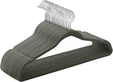 Плечики SONGMICS для одягу, 20 шт., велюрові, для сорочок, жакетів, костюмів, 41.5 см, обертовий гачок, сірий