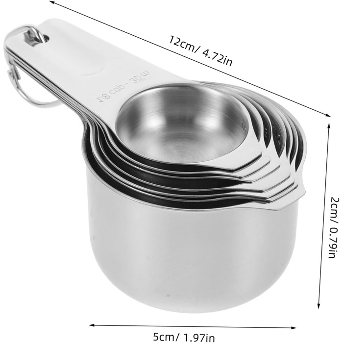 ABOOFAN 2-Piece Set of Mini Baking Cups - Reusable Coffee Cups Made of Paper with Lids, Spoon, Microwave-Safe, Dispenser, Small Measuring Cup, Automatic, Silver, Stainless Steel