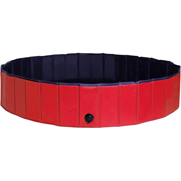 Дитячий надувний басейн для собак Lionto, Ø 80 см, 20 см заввишки, антиковзне покриття, зливний отвір, синьо-червоний, S (80 см Ø)