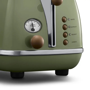 Тостер De'Longhi Icona Vintage CTOV 2103.GR, оливково-зелений, 900 Вт