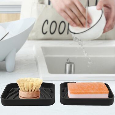 2 шт. Силіконові мильниці з отвором для стоку, для душу, ванни, умивальника, у ванну кімнату та кухню (білий, чорний)