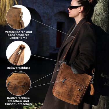 Сумка через плече Berliner Bags Siena Vintage з натуральної шкіри - жіноча сумка-месенджер (Горіховий колір)