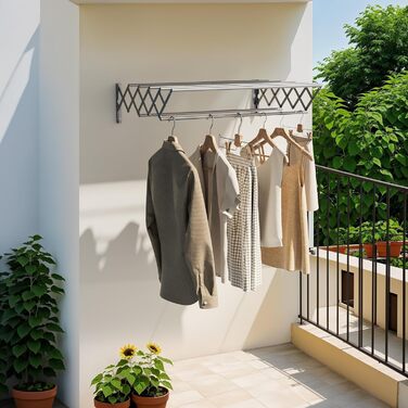 Настінна сушарка для білизни YOUDENOVA з 7 стійок, розсувна, для ванної кімнати, металевий тримач для рушників, срібна (42-80)x59x19 см