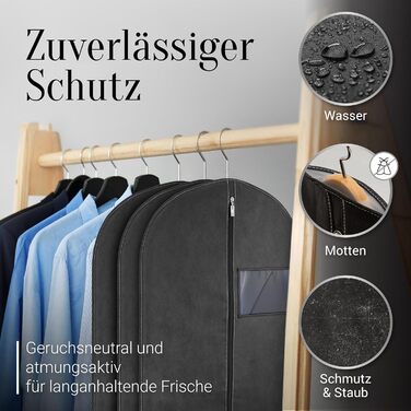 Чохли для одягу 2 шт. 120x60 см мотоотанів – захисні сумки для зберігання одягу. Підходять для костюмів, пальто, курток. Чорний колір.