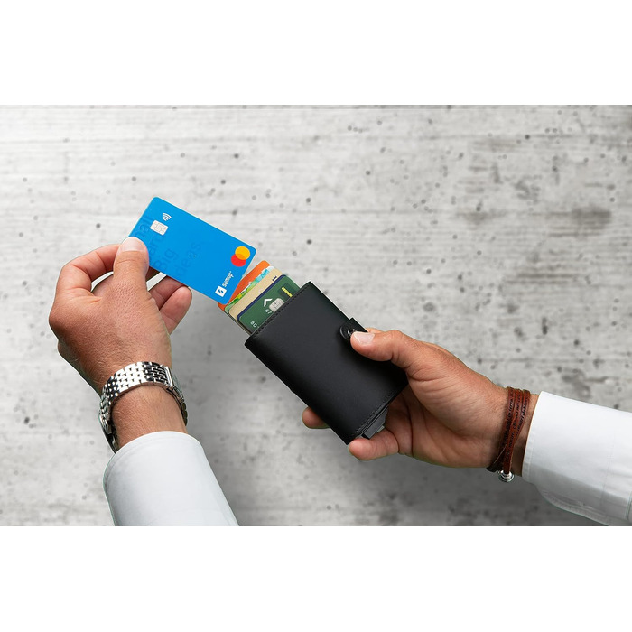 SLim жіноче та чоловіче портмоне/гаманець Smart Wallet з відділенням для монет та RFID захистом, Made in Italy (Чорний та Оранжевий)