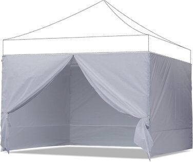 Бічна стінка для намету ABCCANOPY 3x3 м, 4 шт, сіра, для павільйону, водонепроникна, захист від сонця