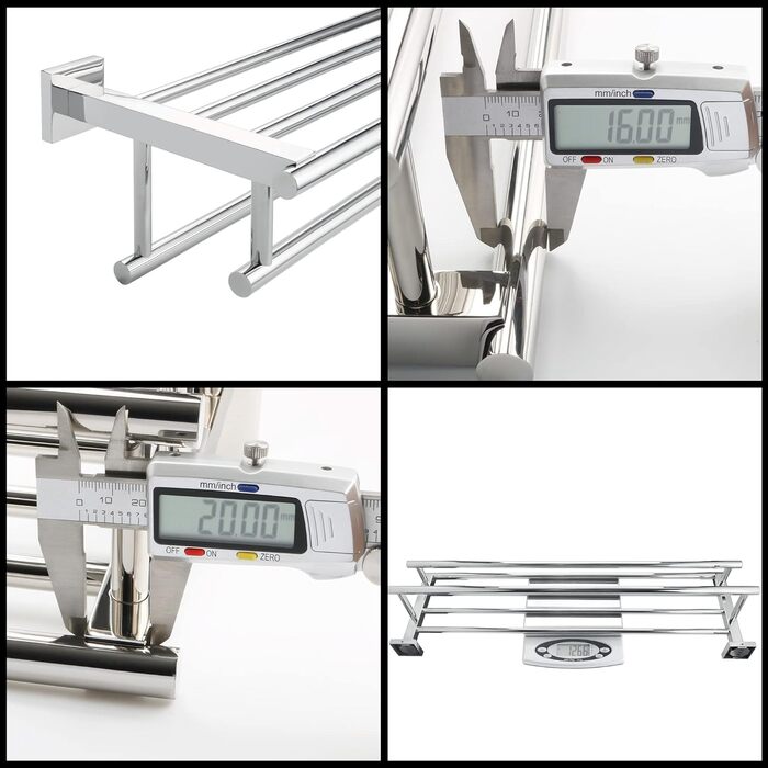 Тримач для рушників SAYAYO настінний, 70 см, з полицею, нержавіюча сталь, для ванної кімнати та кухні