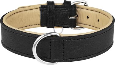 Riparo Genuine Leather Adjustable Dog Collar with Additional Reinforcement (XL: 4.5CM Wide for 53.4CM - 63.5CM Neck, Black)