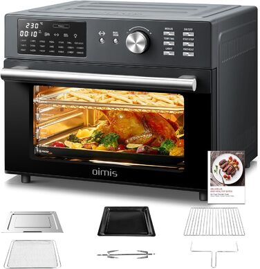 OIMIS аерофритюрниця-духовка 30 л, 21 програма, сірий, багатофункціональна безмасляна аерофритюрниця з Dual Cook, 6 аксесуарів, рецепти, 30–230°C, 1800 Вт