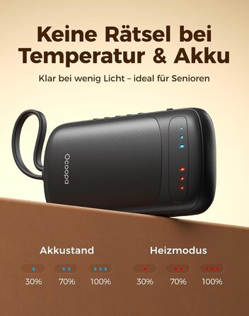 Електричний грієчка OCOOPA DuoHeat: 8 годин роботи, 67г, для кемпінгу, полювання, подарунок чоловікам