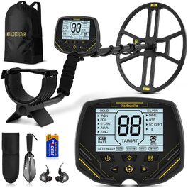 Металодетектор DD90 чорний з великою водонепроникною котушкою 14'' та LCD-дисплеєм, 4 режими, висока чутливість