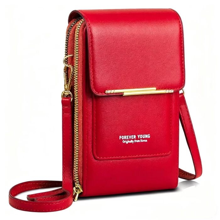 Сумка на шию жіноча Handytasche, червона PU шкіра, кросбоді, гаманець для дівчаток, відділення для карт