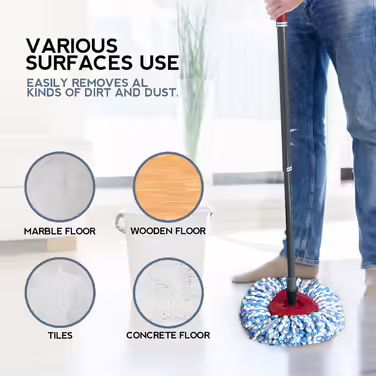 Spin Mop Replacement Head, 3 Pack, Replacement Mop Head, compatible with Ocedar RinseClean 2-Tank System, Microfiber, machine washable, easy to replace and deep cleaning, Blue3694