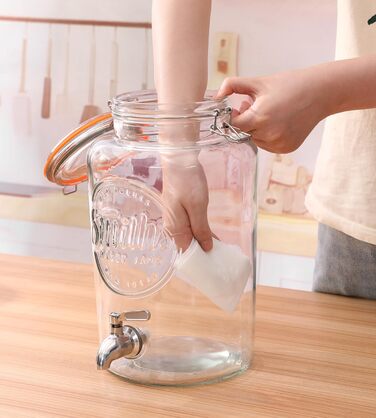 Скляний диспенсер для напоїв Smith's Mason Jars 5 л з нержавіючим краном, фільтром і дерев'яною підставкою — ідеально для лимонаду, води, коктейлів