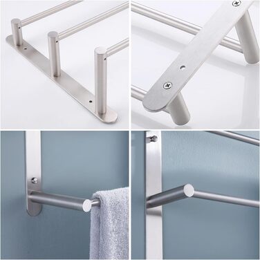 Тримач для рушників KES з 3-ма перекладинами, нержавіюча сталь SUS 304, 75 см, для ванної кімнати