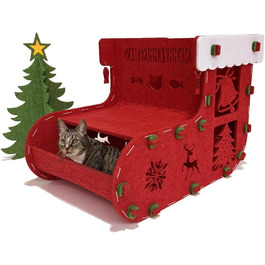 Кіт-будинок Petix Indoor великий, червоний, XXL (58×42×40 см) – для сну та ігор, різдвяна кучечка