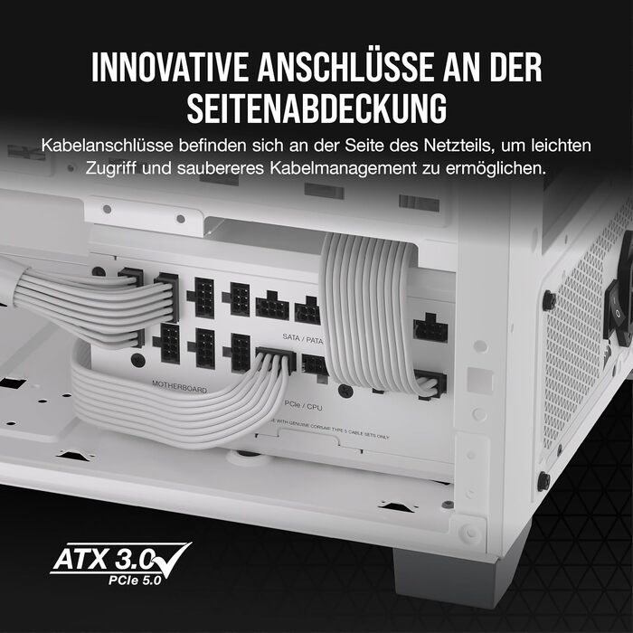 Блок живлення Corsair RM1000x Shift 1200W, повністю модульний, ATX 3.1 & PCIe 5.1, 80 Plus Gold, білий