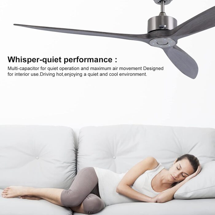 Стеляний вентилятор Reiga з імітацією дерева, 165 см, DC-двигун, керування пультом та Smart Home, 6 швидкостей, колір: коричневий, для внутрішнього та зовнішнього використання