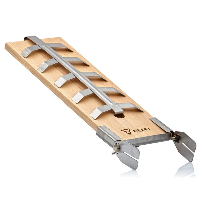 Дошка для гриля та копчення лосося BBQ-Toro з тримачем, букова дерев'яна основа для риби та філе