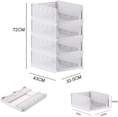 RMAN 4-Piece Closet Organizer Stackable Folding Closet Organizer for Drawers, Closet Organizer, Storage Boxes, Kitchen, Bathroom