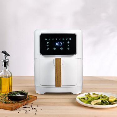 Фритюрниця без оливи Bergner Naturally з керамічним покриттям, 1800W, 6.9L, 8 програм, регулювання температури 80-200°C, таймер до 30 хв