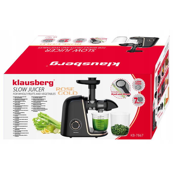 Горизонтальна шнекова соковижималка Klausberg KB 7867, 150 Вт