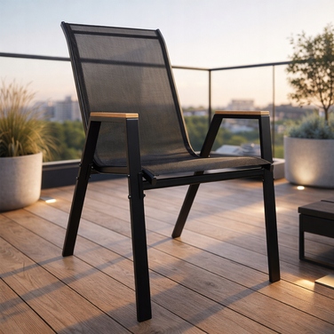 Комплект садових стільців Kontrasto, метал, чорний, 4 шт.