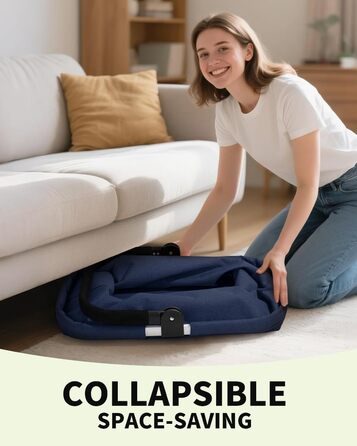 Складаний кошик для покупок 35L з 2 стійками, сімейний, з алюмінієвою ручкою, водовідштовхуючий, для пікніків, подорожей, кемпінгу, подарунок (Синій, 35L (48x28x26cm))