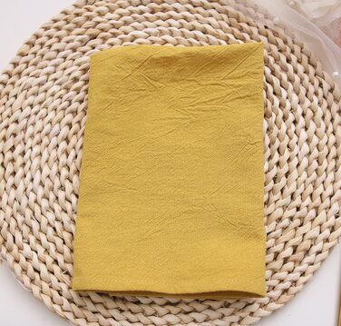 JINVASE Fabric Napkins, 100% Soft Cotton Linen Napkins, Washable Fall Napkins with Hemmed Edges, for Wedding Decorations, Christmas, 16 x 16 inches (12 Pack, Mustard Yellow)