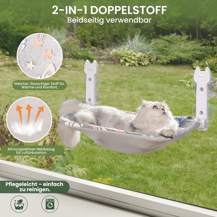 Кішка ліжко на вікно, світлодіодна килимок, складана, бездротова, до 20 кг, зручне ліжко з оглядом 360°, кішка гамак, віконце ліжко (Сірий, 1 шт.)