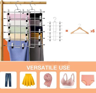 Набір з 2 металевих вішалок для штанів з регульованими затискачами, чорного кольору, універсального розміру