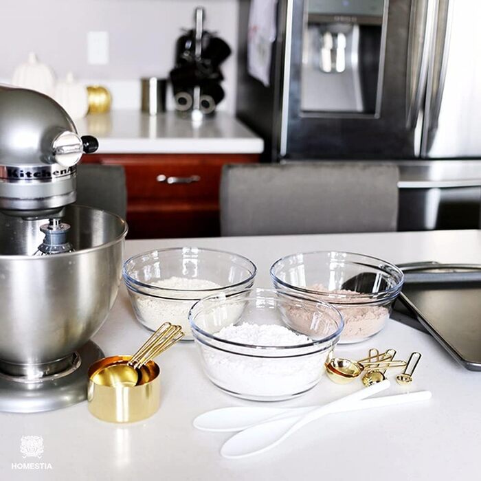 Stainless Steel Measuring Cups, 8-Piece, for Dry and Liquid Ingredients, Cooking Utensils, Gold Measuring Cups, Measuring Spoon Set