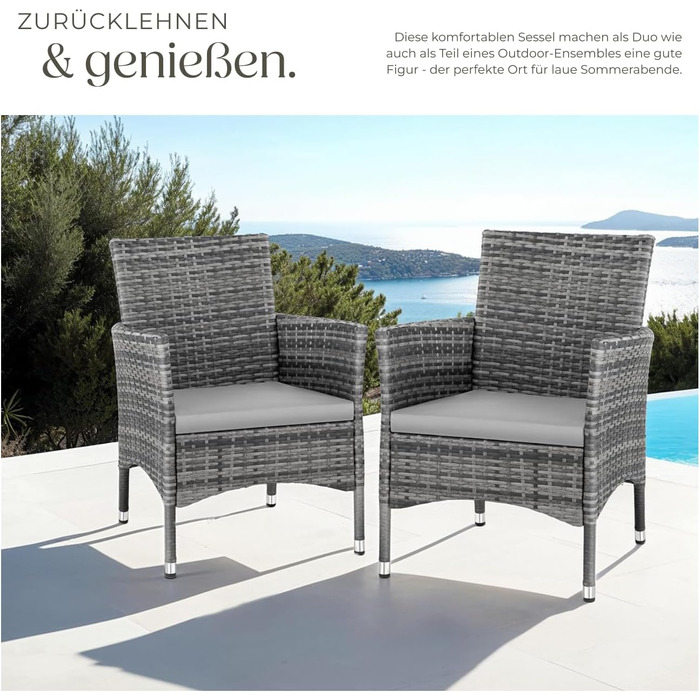 Tectake 2-Piece Poly Rattan Garden Chair Set