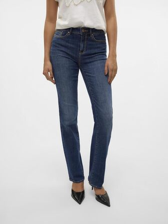 Джинси VERO MODA VMFLASH Straight-Fit, середньої посадки, синій денім, L / 32L
