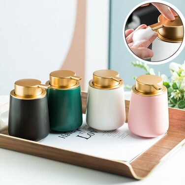 Дозатор для мила XUDREZ, керамічний, 380 мл, для кухні, наповнюваний, диспенсер для мила, пінного мила, шампуню, гелю для душу (C-white)