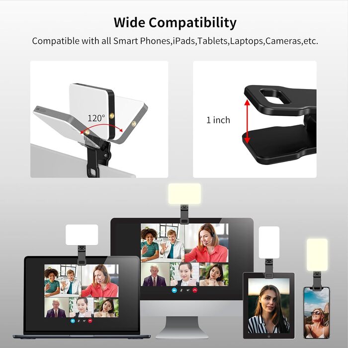 LED-відеолампа Newmowa NMW-80AI для селфі, TikTok, відеоконференцій та макіяжу, з датчиком світла