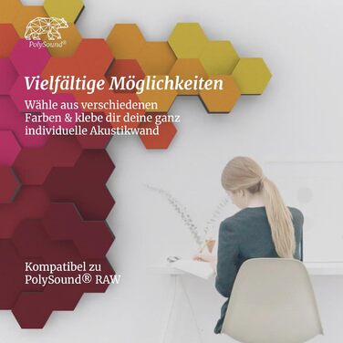 Акустичні 3D-панелі PolySound ECO гексагон, самоклеючі панелі для звукоізоляції офісу, геймерської зони та дому, набір 9 шт (3-10 см), колір Smoky Safari