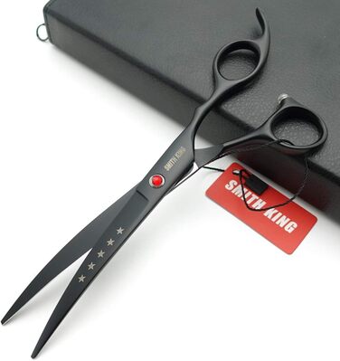 Набір ножиць для грумінгу собак 7 дюймів: прямі та витончені ножиці, 4 шт. (чорний)