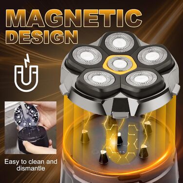 Електричний гостростример для голови чоловічий з LED-дисплеєм, водонепроникний, 6D гнучкий, з плаваючою головкою, для сухого та вологого гоління