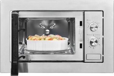 Вбудована мікрохвильова піч Exquisit EMW20-DG-020 | 800 Вт, гриль 1000 Вт, 8 програм, діаметр підноса 27 см, нержавіюча сталь