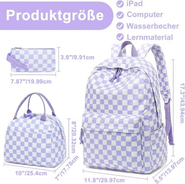 Шкільний рюкзак LEDAOU для хлопчиків та дівчаток-підлітків, білий з ромашками, чорний, фіолетовий та білий, для повсякденного використання